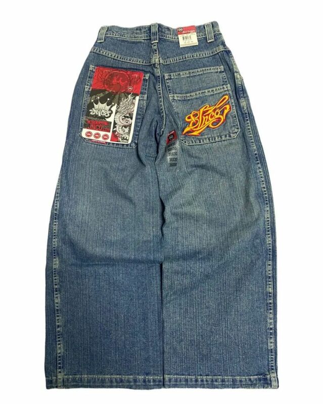 Vintage Harajuku Hip Hop Jnco Jeans neue y2k Brief bestickte Baggy Jeans Jeans hose Herren Damen Goth hohe Taille breite Hose