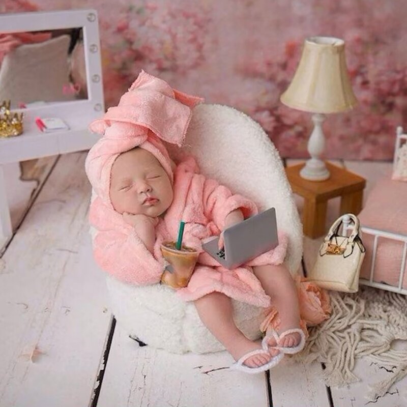 Luksusowy szlafrok do fotografii noworodkowej Miękkość i styl Śpioszek dziecięcy dla noworodków i niemowląt do 6 miesięcy 2 szt.