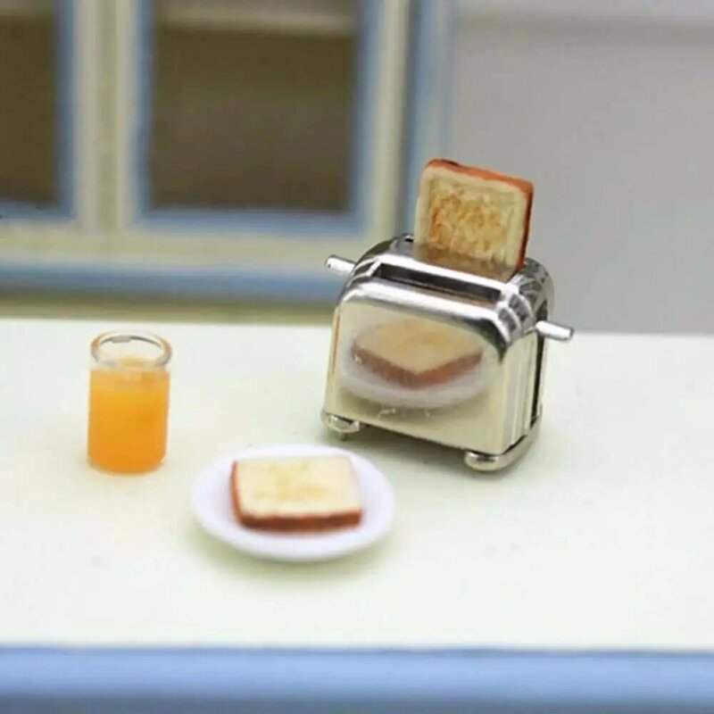 Imitacja jedzenia Mini akcesoria dekoracja Mini zabawka kuchenna Mini naczynia kuchenne 1:12 miniaturowy toster chleb tosty maszyna lalka