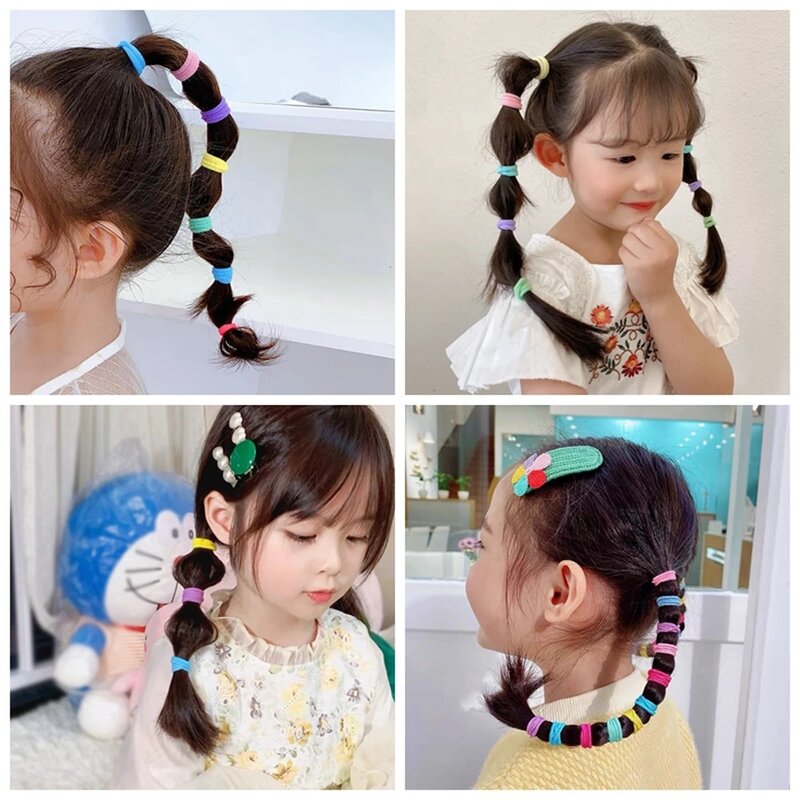 50/100/300pcs Hair Bands for Children Colorful Nylon Scrunchie Hair Ties Rubber Band Kid Elastic Hair Band Girl Hair Accessories
