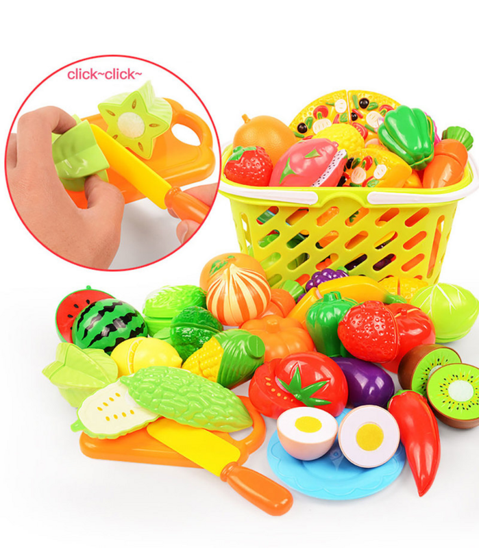 Mainan anak-anak, Set mainan anak-anak dapur memotong buah dan sayuran untuk anak-anak berpura-pura mainan bayi montesori untuk anak laki-laki dan perempuan