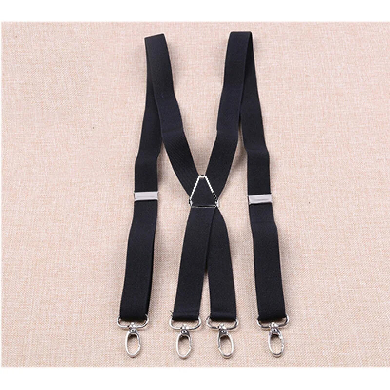 2.5cm Width Unisex Adult Suspenders Men 4 hooks Suspender Adjustable Elastic X Back Women Braces Solid Color