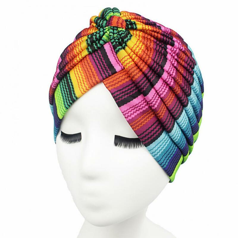 Boné feminino moda chapéu gorro arco-íris cor leopardo muçulmano hijab turbante cabeça envoltório