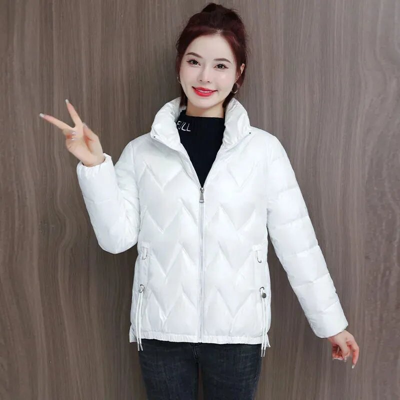 2023 Winter New Korean Parkas Women's Short Down Cotton Jackets Female Stand Collar Casual Thicken Warm Loose Outwear Lady Tops