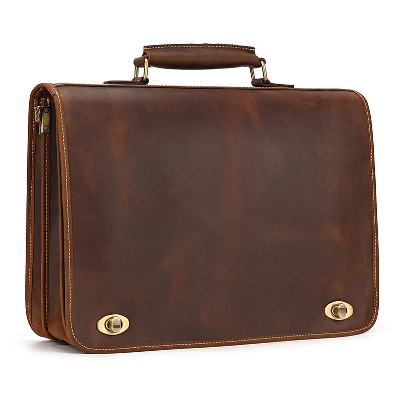 Customize Genuine Leather Laptop Bag Business Travel Briefcase Shoulder Bag Dual Use Men Leather Bags For Office Work Tote Bag