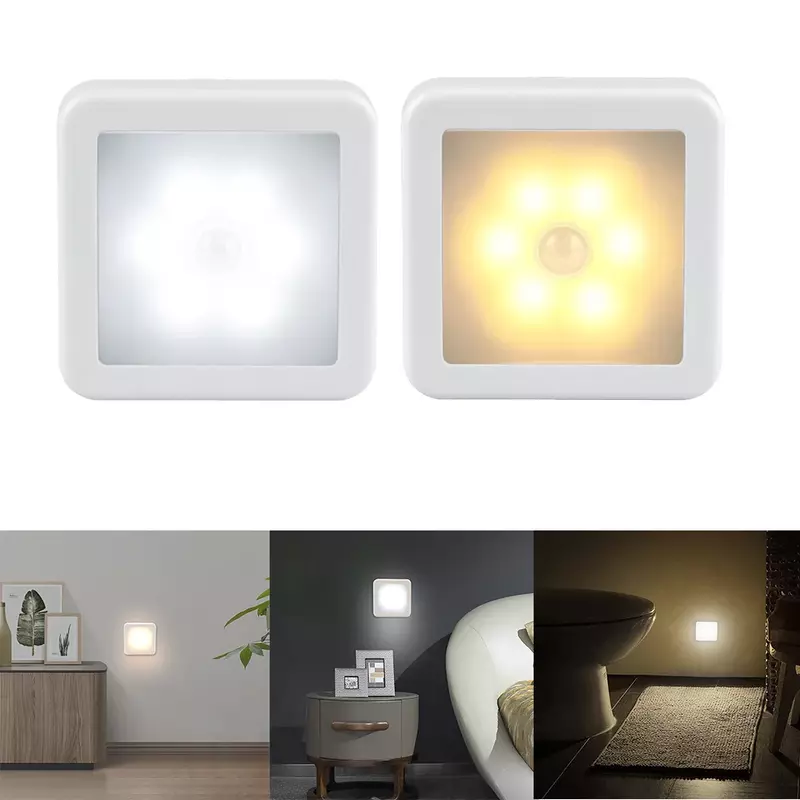 Luz LED nocturna inteligente con Sensor de movimiento, lámpara de mesita de noche con carga USB, para sala de estar, pasillo, camino, inodoro, iluminación del hogar