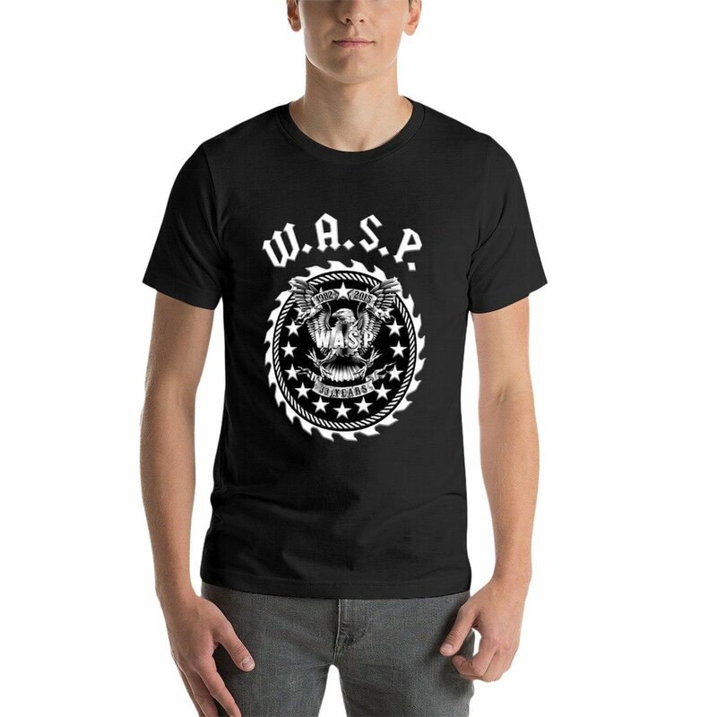 Новинка, незаменимая футболка с логотипом группы wasp, Забавные футболки, корейские модные футболки для мужчин
