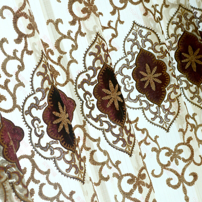 Luksusowy salon zasłona do sypialni gorąca sprzedaży Chenille dwuwarstwowa haftowana zasłona w stylu europejskim wysokiej klasy kurtyna