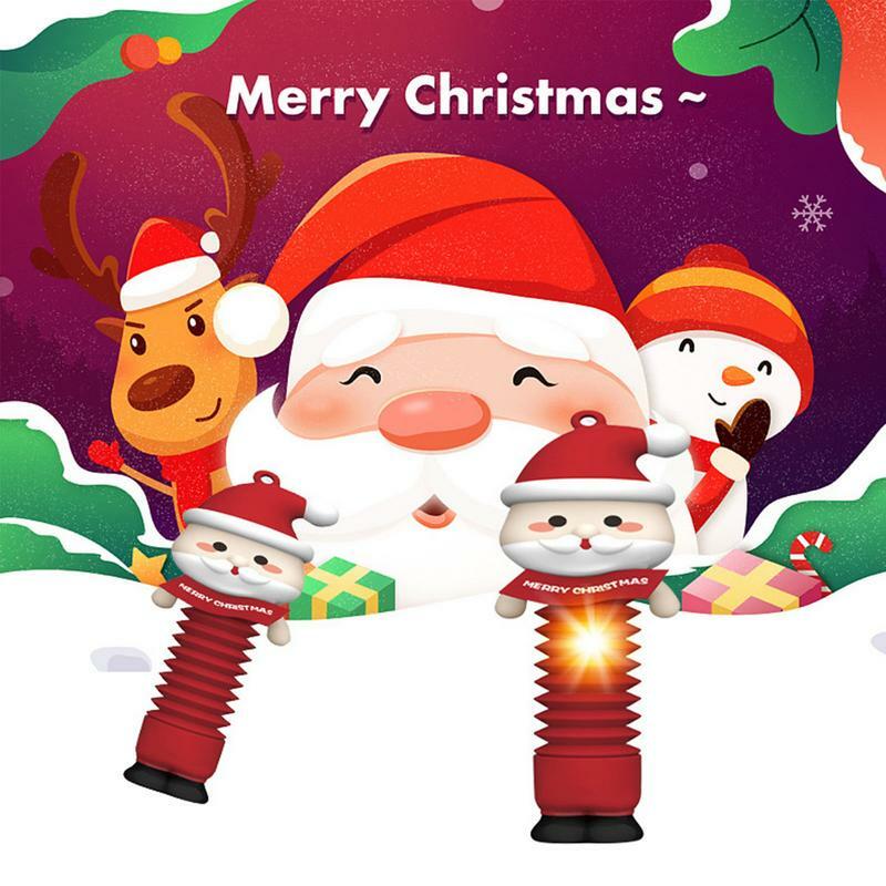 Santa Claus Pop Tubes Funny Santa Claus Pop Out Stretchable Tubes Fidget Toy Stress Relief Party Favors School Reward Gifts