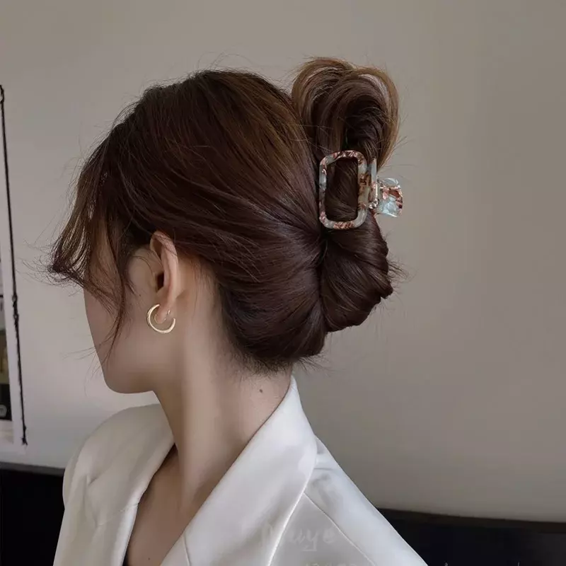 New Retro Hollowed Out Acetate Grab Clip Elegant Korean Crab Ponytail Braid Grab Clip Accessories for Girls Jewelry Gifts