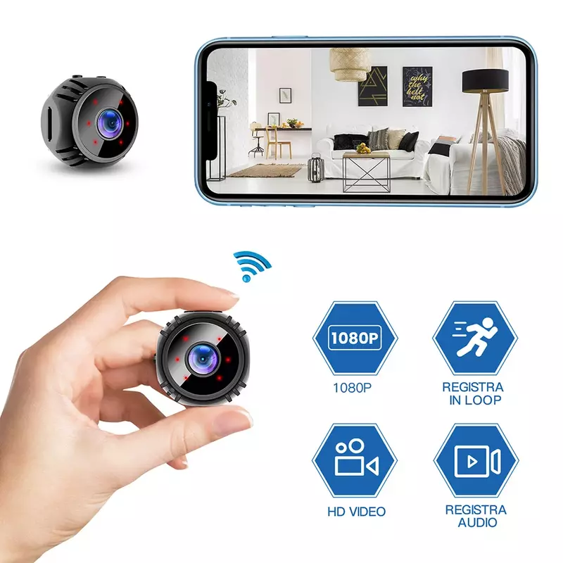 Minicámara de vigilancia W8 1080P HD con Wifi, videocámara con Sensor, vídeo Web, seguridad inteligente para el hogar, inalámbrica