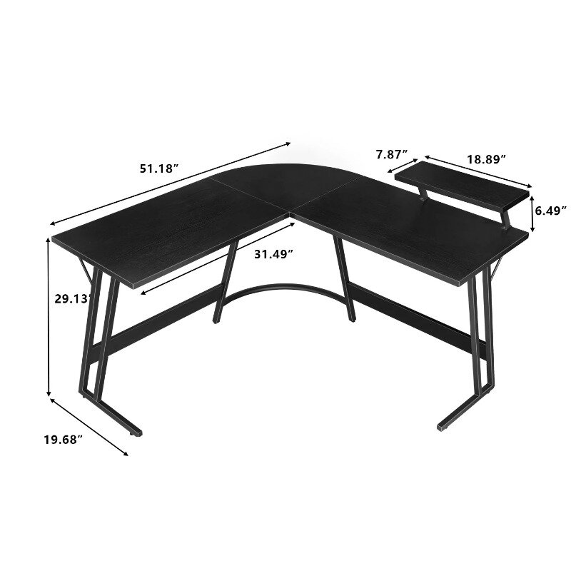 Lacoo-moderna mesa de computador em forma de l para casa e escritório, cor preta