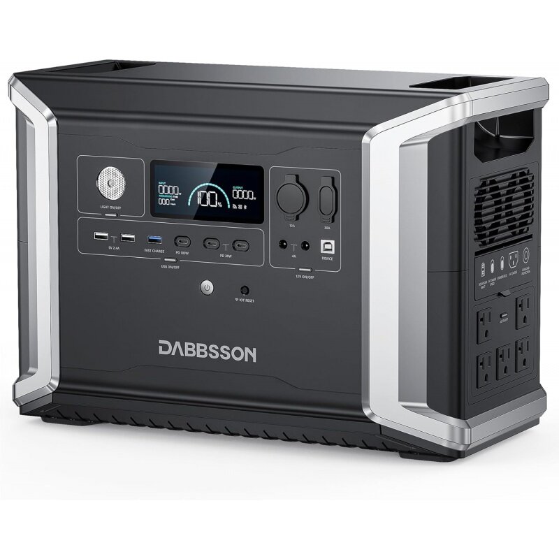 Dabbssen stasiun daya portabel DBS2300, 2330Wh EV semi-solid State LiFePO4 cadangan baterai rumah, Max 8330Wh, 5 × 2200W outlet AC,