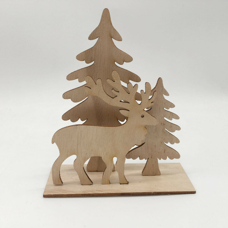 Drewniane ozdoby rękodzieło drzeworyt bożonarodzeniowy zawieszka na choinkę ozdoba DIY pamiątkowy prezent dla dzieci