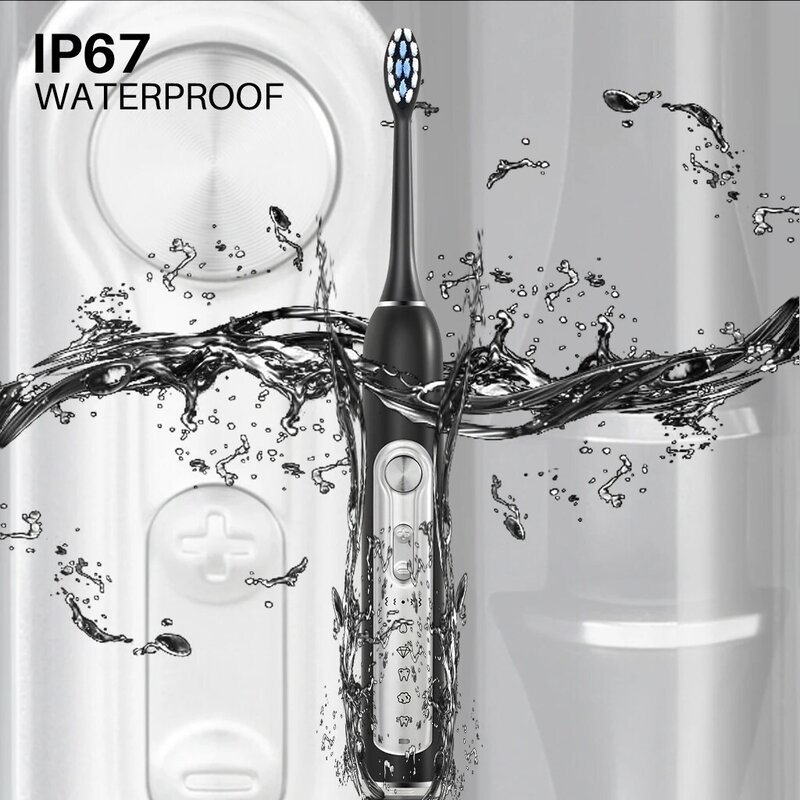 Ультразвуковая электрическая зубная щетка SUBORT, умный таймер, отбеливающая зубная щетка IPX7, набор водонепроницаемых сменных насадок