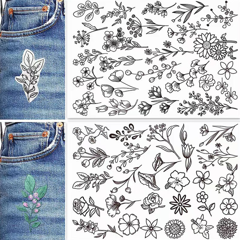 12Styles 2PCs Flower Water Soluble Stitching Embroidery Paper Creative DIY Handmade Crafts Sewing Stabilizer Accessories