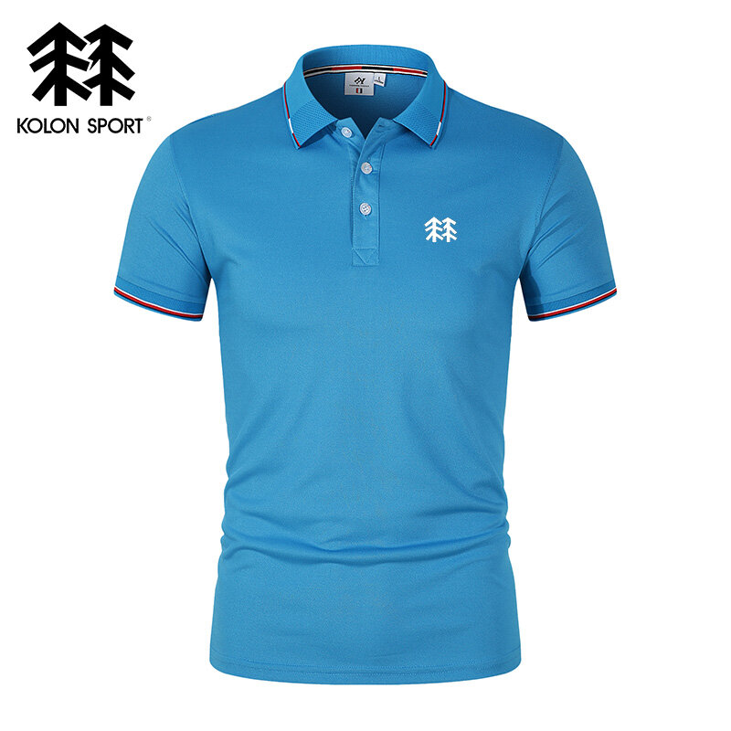 2024 haftowany KOLONSPORT męski oddychająca koszulka Polo letni nowy biznes rekreacyjny wysokiej jakości klapa koszulka Polo dla mężczyzn