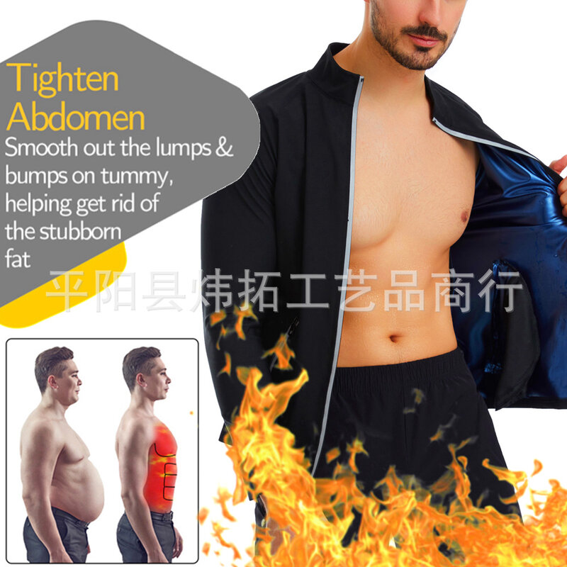 Redução do cinto masculino suor terno sauna emagrecimento bainha barriga plana masculino queima de gordura corpo shaper perda de peso topos manga longa jaqueta