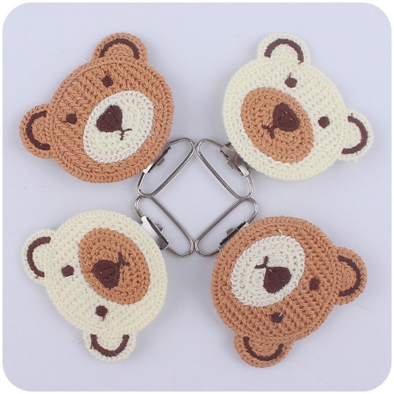 Cute Bear Crochet DIY Baby Chupete Clips Suspender Clips para niños y niñas