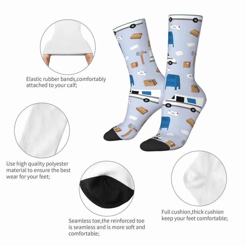 Calcetines largos con patrón de correo para hombre y mujer, medias de alta calidad, accesorios para todas las estaciones, regalos Unisex