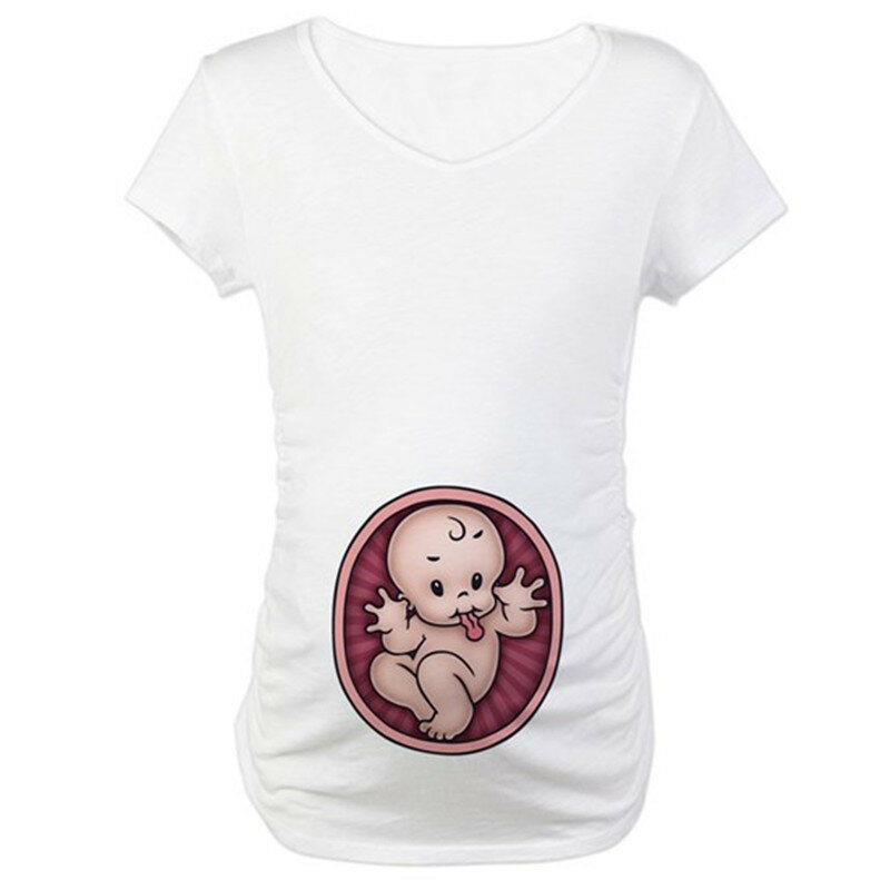 Verão gravidez tshirt tamanho S-3XL maternidade bonito bebê impressão o-pescoço manga curta camisetas das mulheres roupas grávidas engraçado topos t