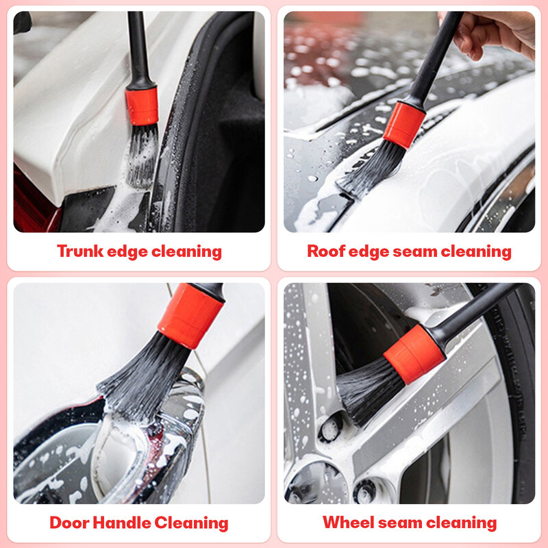 1/5 Buah Set Sikat Pembersih Mobil Set Kuas untuk Pembersih Mobil Alat Cuci Interior Dashboard Air Outlet Sikat Pelek Roda