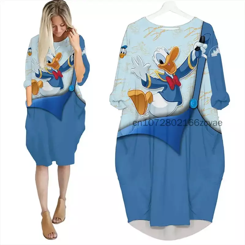 Женское платье с карманами «летучая мышь» и 3D-принтом