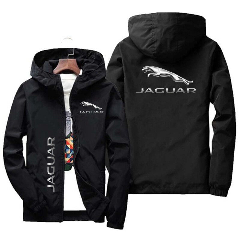 Casaco com zíper estampado com logotipo Jaguar masculino, capuz, moletom, jaqueta casual, tamanho asiático, novidade para primavera e outono, 2022