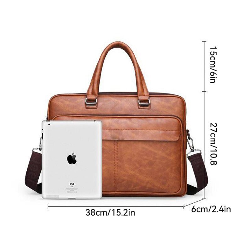PU Leather Shoulder Bag Large Capacity Portable Casual and Waterproof Crossbody Document Bag for Men