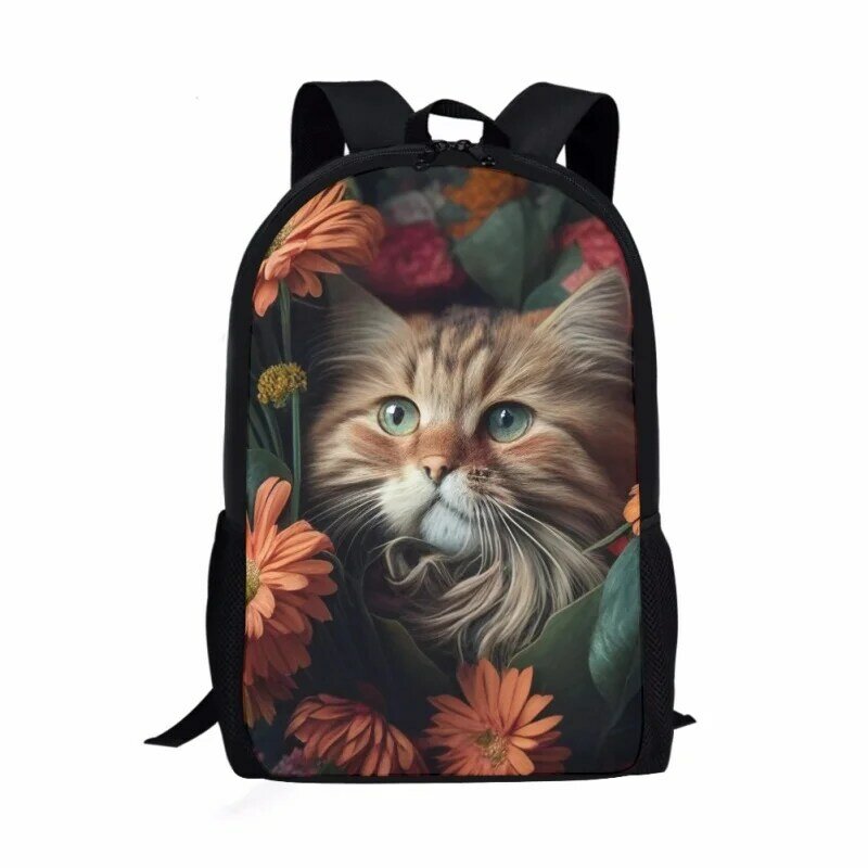 Lovely Cats Flowers Pattern studenti School Bag adolescenti Fashion Daily Casual zaino ragazze ragazzi Book Bag zaini da viaggio