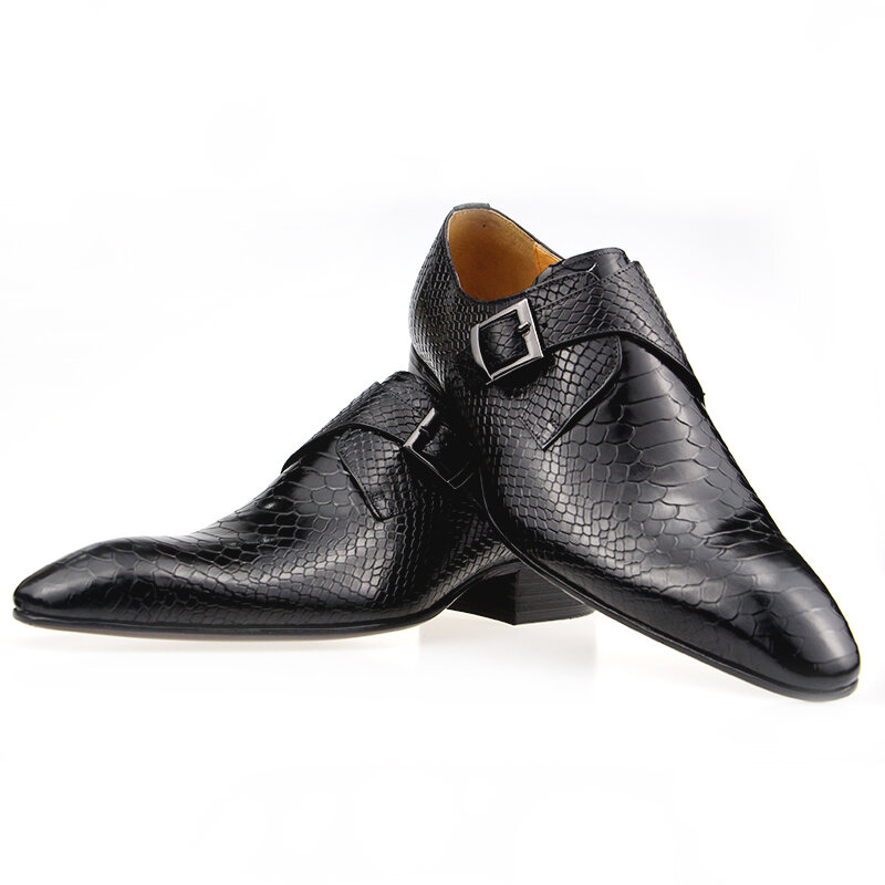 Luxury Business Men Shoes Snaked Printing Genuine Cowhide Leather Wedding Party Formal Office High Quality Footwear Fast Deliver