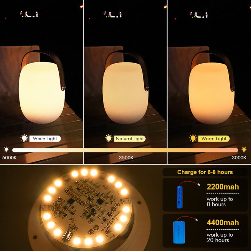 Lampu LED portabel isi daya USB, lampu nirkabel luar ruangan, pesta piknik, suara, berkemah, lampu portabel