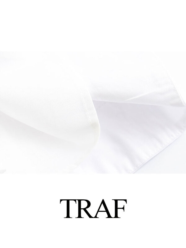 TRAF-Mini Robe de Plage Blanche pour Femme, Col en V, à Lacets, Ajourée, Dos aux, Fermeture Éclair, Élégante, à la Mode, Été