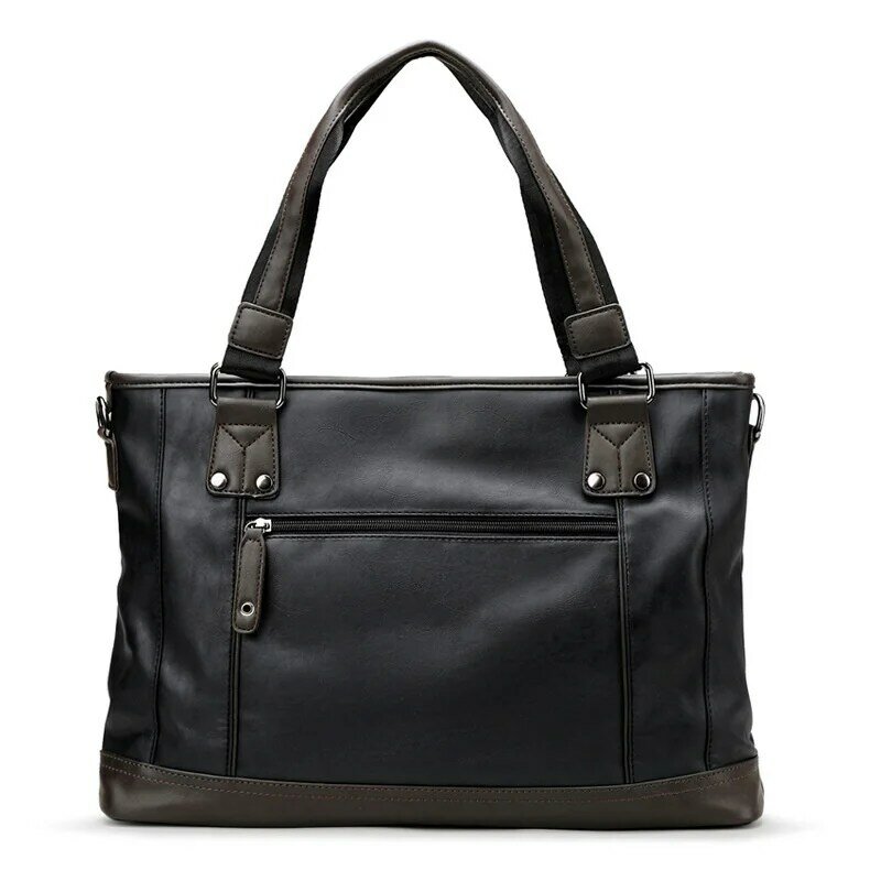 Деловая кожаная сумка для мужчин, модный горизонтальный тоут на ремне, мессенджер для ноутбука 14 дюймов
