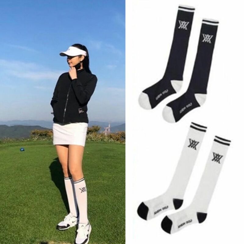 Elastic respirável proteção UV joelho meias, golfe meias, macio algodão meias, proteção solar, esportes ao ar livre, moda