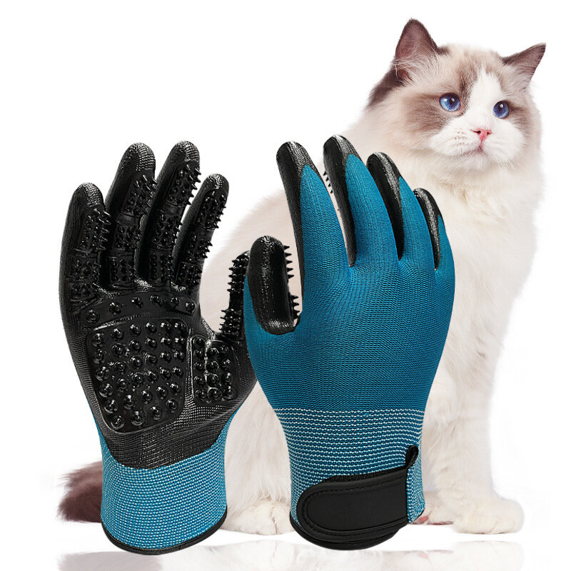One Pair Hair Grooming Glove For Pet Dog Cat Bathing Silicone Massage Brush Dipping Gumming Rubber Gloves Dog Deshedding Comb