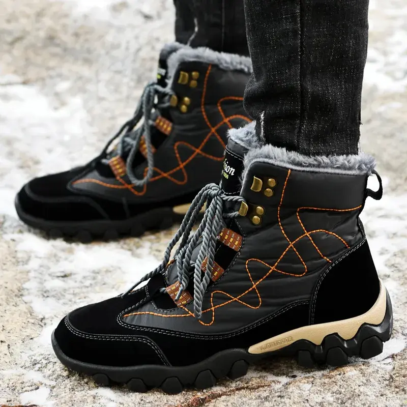 New Winter Waterproof Men's Ankle Boots Warm Plush Large Size Men Snow Boots Outdoor Work Boots Fashion Casual Motorcycle Boots