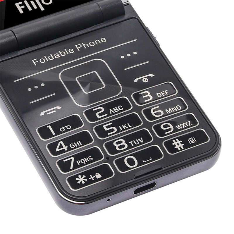 Uniwa โทรศัพท์มือถือแบบพับหน้าจอคู่แบบพับได้ F265 2G ปุ่มกดนาโนขนาดใหญ่แบบปุ่มเดียวสำหรับผู้สูงอายุแบตเตอรี่1400mAh แป้นพิมพ์ภาษาอังกฤษ