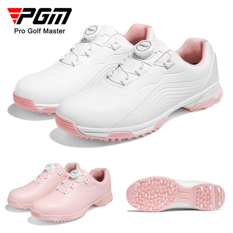 PGM-Sapatos de golfe super impermeáveis femininos, sapatos esportivos com botão, antiderrapante, sola de unha