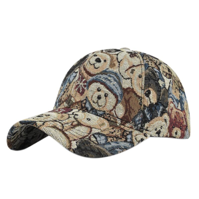 Berretto da Baseball con stampa di cane simpatico orso nuovo cappellino Snapback in cotone con stampa orsetto Cartoon Unisex-cappellini per adolescenti
