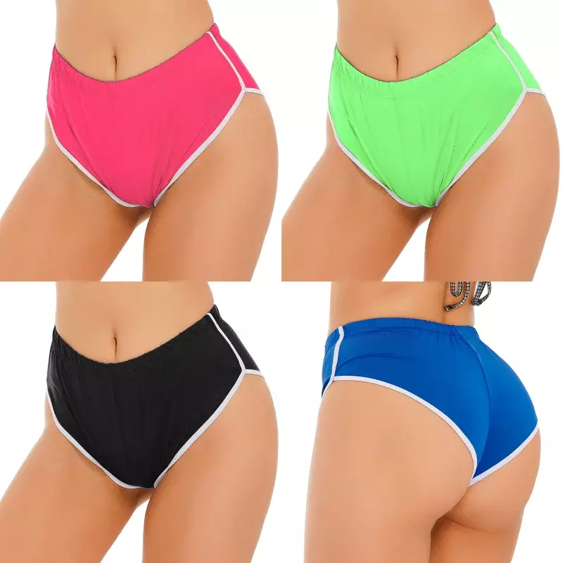 Womens Mid-Rise White Edge Booty Yoga Shorts Summer Sports Gym Workout Running Slimming Fitness Activewear Dolphin Shorts