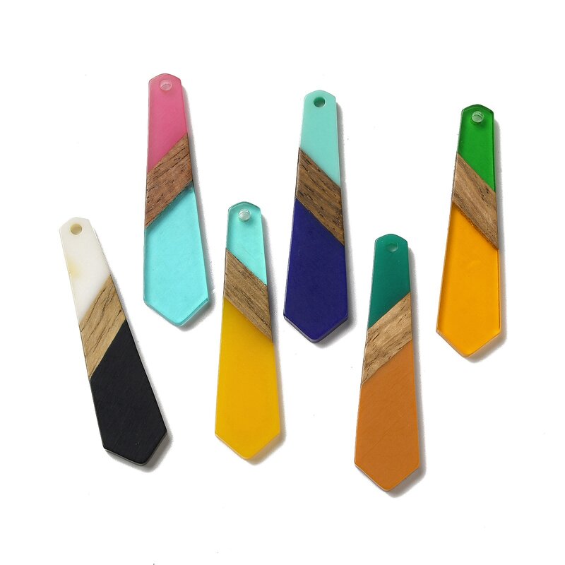 20 pz resina e legno di noce pendenti esagono cravatta fascino grande ciondolo colore misto per gioielli che fanno collana fai da te orecchino artigianato Decor