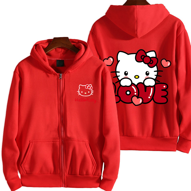 Sudadera con capucha Kawaii Hello Kitty para hombre y mujer, ropa deportiva informal con estampado de dibujos animados, Sanrio, primavera y otoño