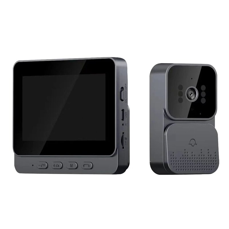TTKK bel pintu Video nirkabel, kamera bel pintu 1080P layar IPS 4.3 inci 2.4G untuk vila rumah