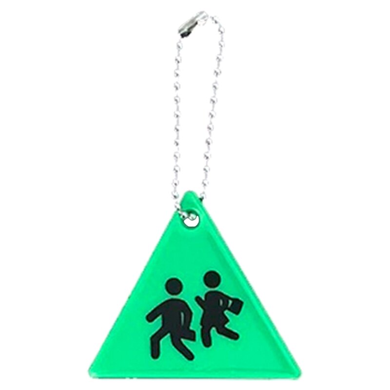 Llavero reflector seguridad para niños 652F, etiquetas triangulares para acera, colgante, regalo para montar en bicicleta