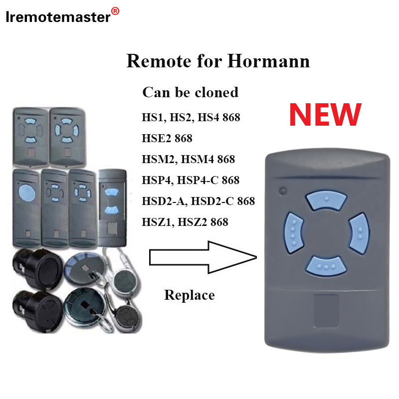 Controle Remoto para Porta da Garagem, Clone, Compatível com HORMANN, 868MHz, HSM2, HSM4
