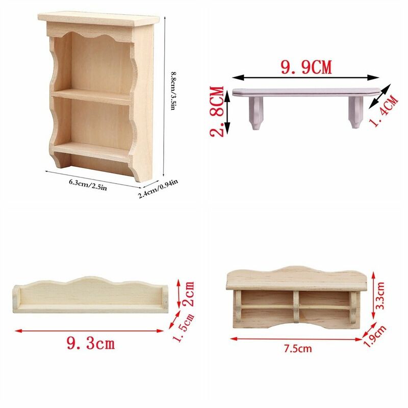 Estante de almacenamiento de madera para casa de muñecas, muebles en miniatura, gabinete colgante de madera, toallero, estante colgante