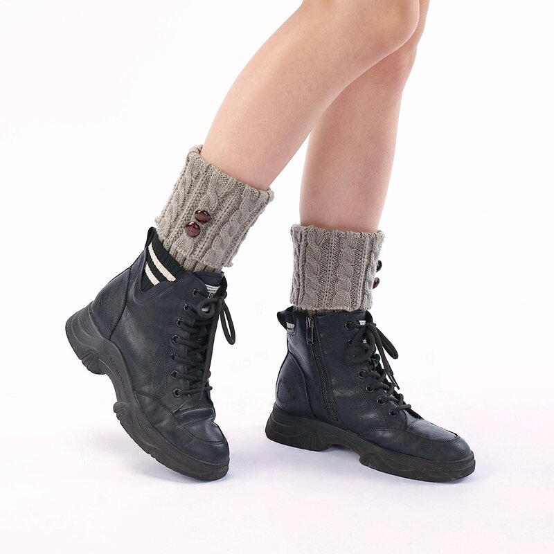 Womens Solid Color Leg Warmers Autumn Winter Girls Thermal Knee Length Boot Socks Knitted Footless Warm Leg Socks