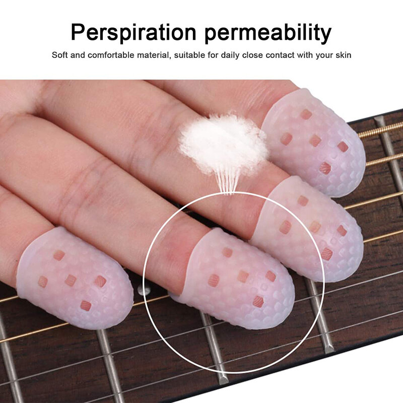 8Pcs/Set Silicone Finger Guards Guitar Fingertip Protectors For Ukulele Guitar Transparent Color