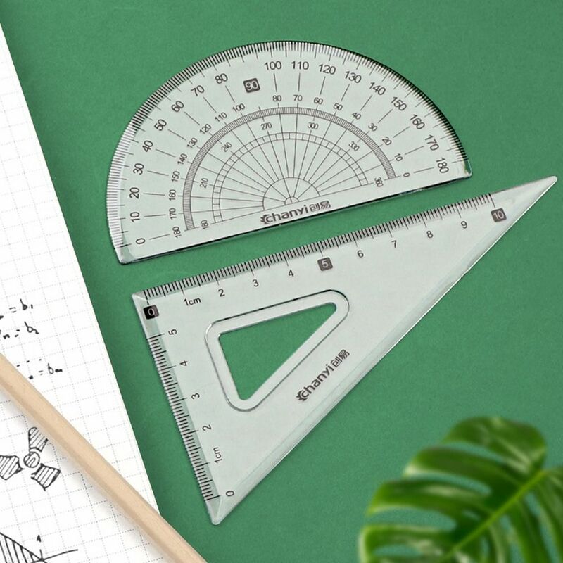 Multifungsi penggaris segitiga Lurus Set busur derajat INS gaya 4 in 1 penggaris gambar penggaris penyusunan transparan siswa